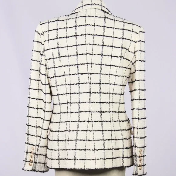 NWT L'AGENCE Kenzie White Check Boucle Tweed Double Breasted Blazer - Picture 8 of 13